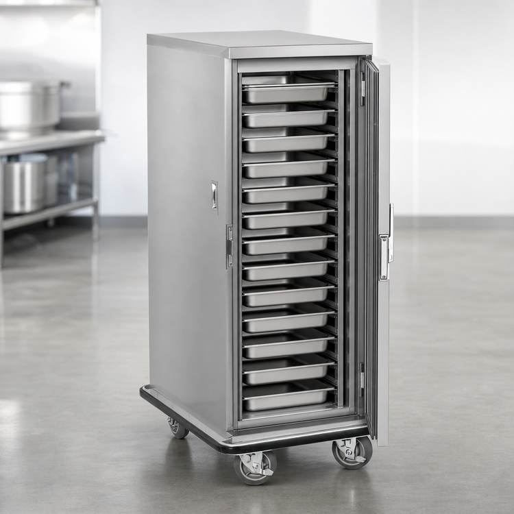 Product image #3 for Full-Height Non-Heated Stainless Steel Enclosed Transport Cabinet Pan Rack, 30 Full-Size Pan Capacity