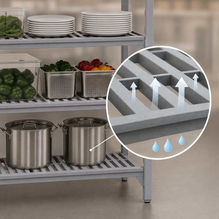 Product image #4 for Cambro Camshelving Premium Vented Shelf Kit, 24"W x 48"L, Speckled Gray