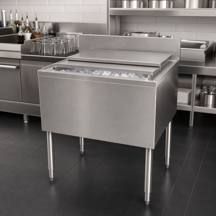 Product image #4 for BK Resources 36-Inch Underbar Insulated Stainless Steel Ice Bin with 10-Circuit Aluminum Cold Plate, 100 lb Capacity