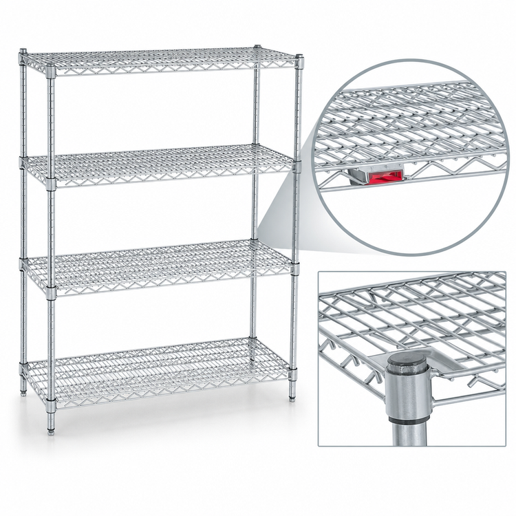 Product image #4 for EAGLEbrite 4-Tier Double-Mat Wire Shelving Starter Unit, 36W x 18D x 63H, Zinc Finish