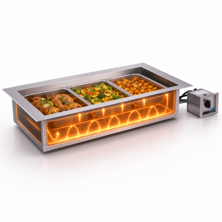 Product image #3 for Alto-Shaam Halo Heat Waterless Drop-In Electric Hot Food Well with Large Flange, 3 Full-Size Pan Capacity, 6-3/8-Inch Deep Well
