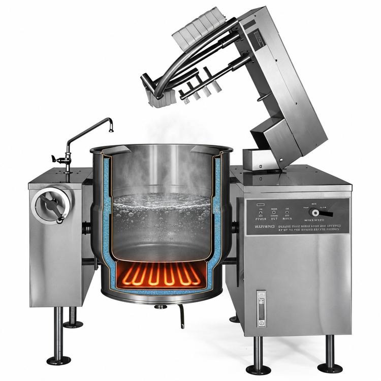 Product image #3 for Crown ELTM-100 100 Gallon Electric 2/3 Steam Jacketed Tilting Mixer Kettle