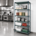 Thumbnail image #3 for Quantum 5-Tier Stationary Wire Shelving Unit with Plastic Mats and Green Epoxy Coating