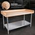Thumbnail image #3 for John Boos 48-Inch x 30-Inch Bakers' Top Wood Work Table with Northern Hard Rock Maple Top, Galvanized Base, and Undershelf