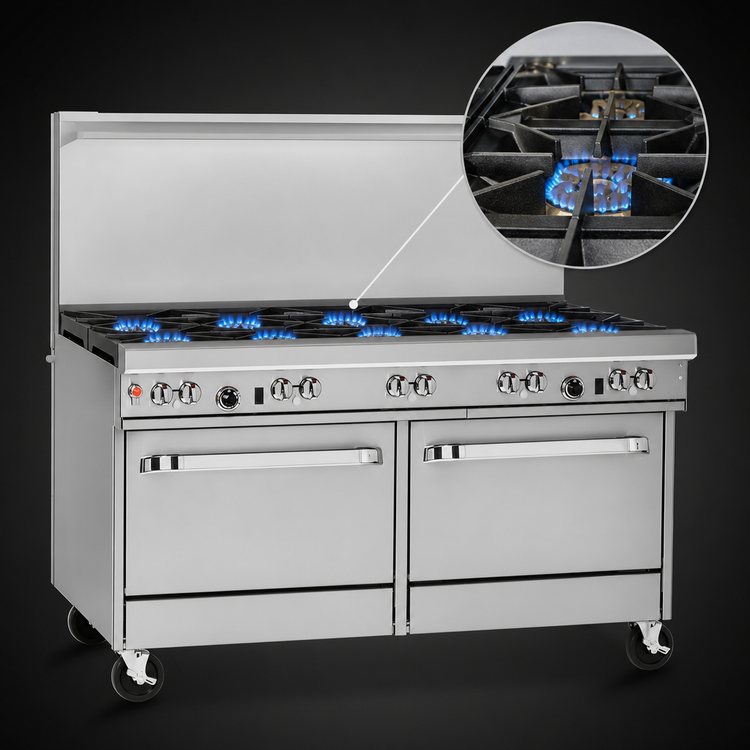 Product image #3 for Southbend Ultimate 60-Inch Gas Restaurant Range with 6 Open Burners, 24-Inch Griddle/Broiler, Standard Oven, and Convection Oven