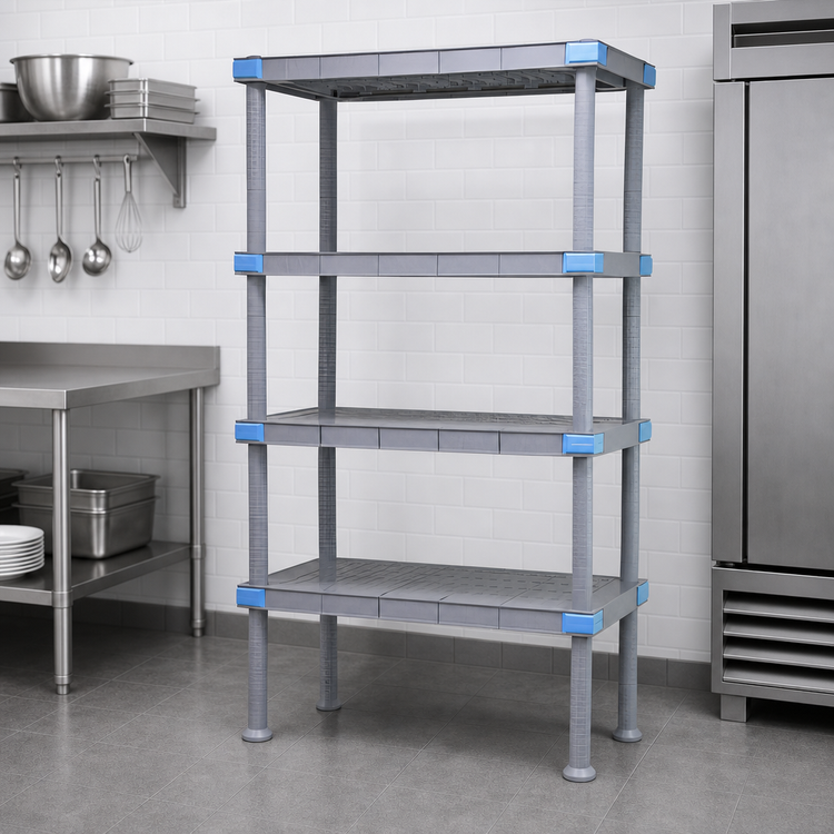Product image #3 for Quantum Millenia 5-Shelf Solid Polymer Stationary Starter Shelving Unit, 48W x 21D x 62H, Gray