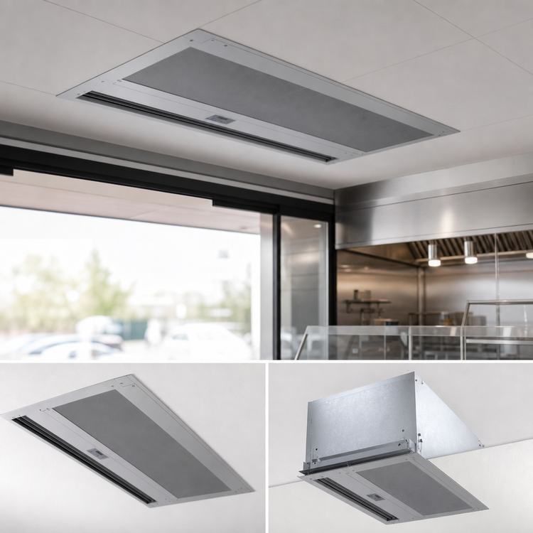 Product image #3 for Berner Architectural Recessed 12 Electric Heated Air Curtain, 96-Inch Wide, 3 Motors, 42 kW