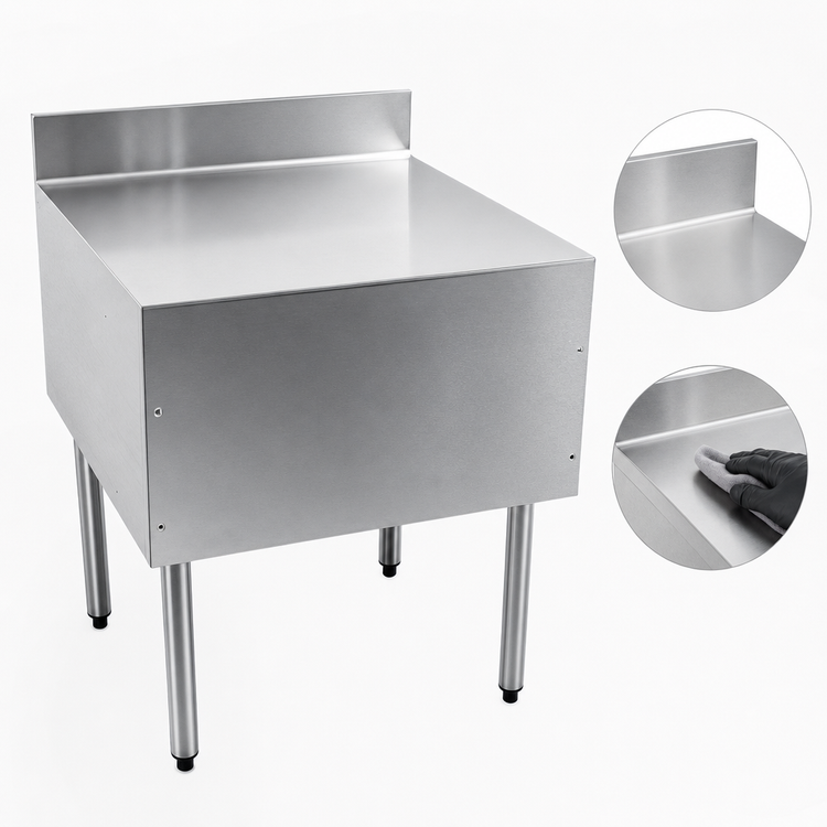 Product image #3 for 24-Inch x 19-Inch Stainless Steel Underbar Filler Board with Flat Top and 4-Inch Backsplash