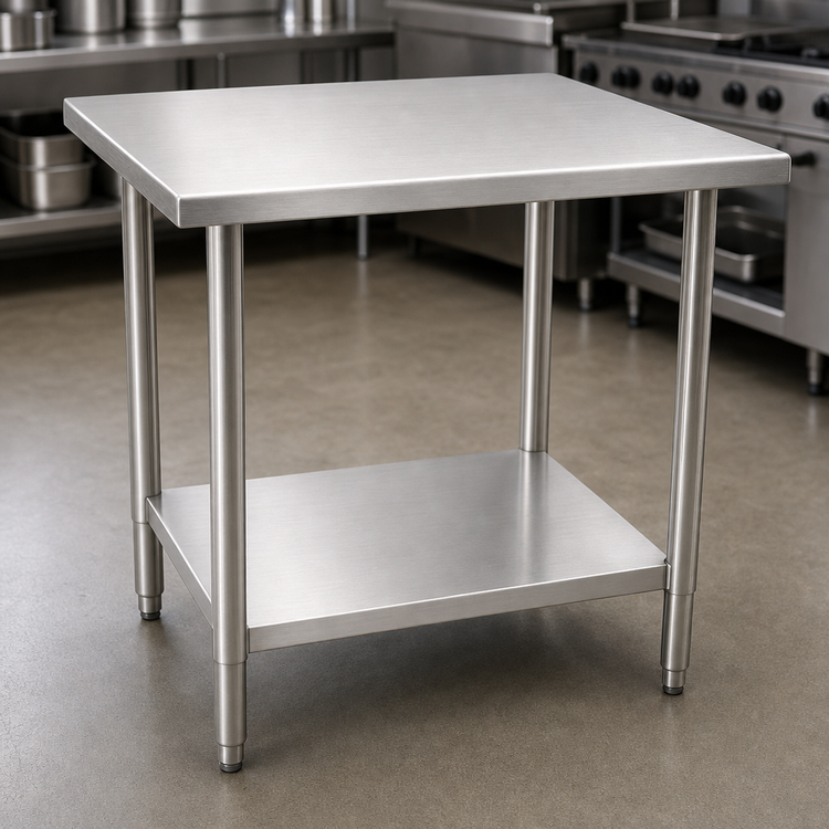 Product image #3 for BlendPort SL Series All-Stainless Steel Flat Top Work Table with Undershelf, 48W x 24D