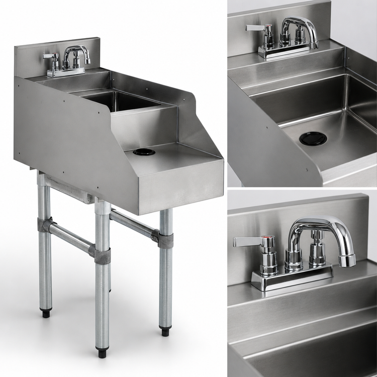 Product image #3 for Advance Tabco Special Value Series Freestanding Underbar Blender Station with Dump Sink and Deck-Mount Faucet