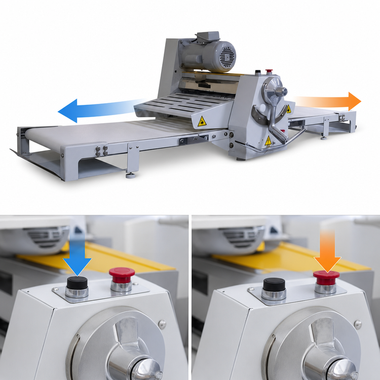Product image #3 for BakeryXpress Countertop Reversible Dough Sheeter with 17-Inch x 67-Inch Conveyor, 110V