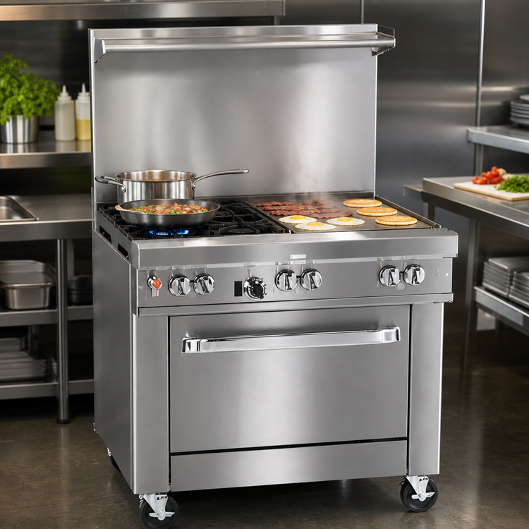 Product image #3 for Southbend Ultimate 36-Inch Gas Restaurant Range with 2 Non-Clog Burners, 24-Inch Thermostatic Griddle, and Standard Oven