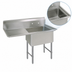Thumbnail image #3 for BK Resources 1-Compartment Stainless Steel Sink with Left Drainboard and 9-Inch Backsplash
