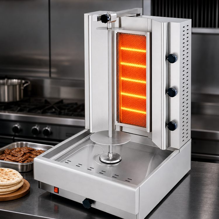 Product image #3 for Visvardis Gas Vertical Broiler Gyro Machine, 66-100 lb. Capacity, Stainless Steel, 36,000 BTU