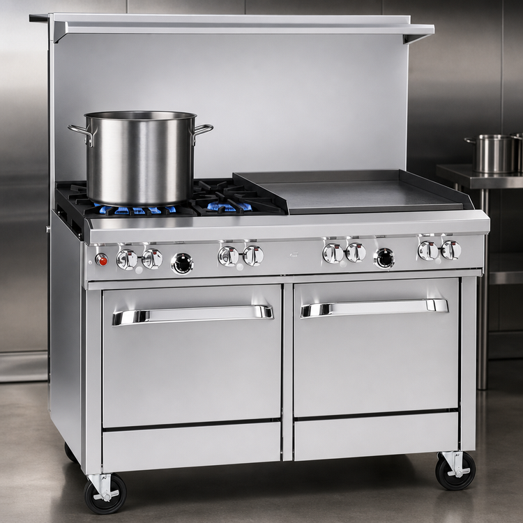 Product image #3 for Southbend Ultimate 48-Inch Gas Restaurant Range with 2 Burners, 36-Inch Griddle, and 2 Space Saver Ovens
