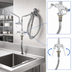 Thumbnail image #2 for Cleveland Range Pre-Rinse Faucet with Double Faucet, 12-Inch Swing Spray Valve, and 104-Inch Hose
