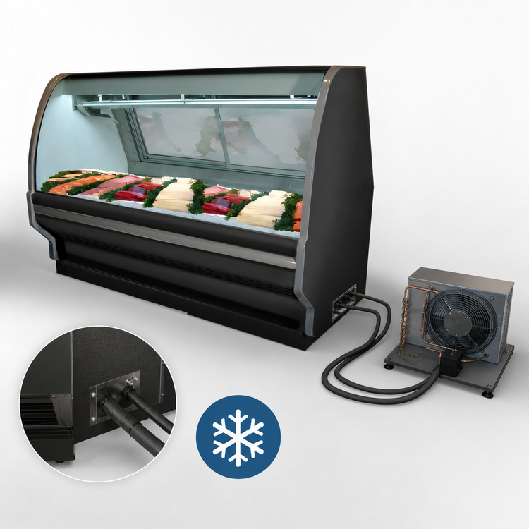 Product image #3 for Howard-McCray 40E Series 99.5-Inch Remote Curved Glass Fish/Poultry Service Case with LED Lighting