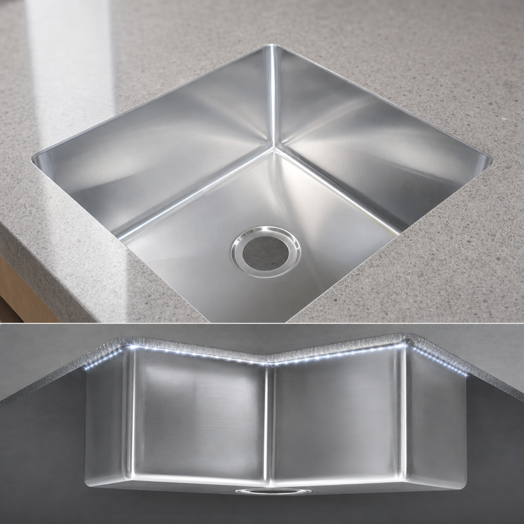 Product image #3 for John Boos Weld-In Undermount Single-Compartment Stainless Steel Sink, 24 x 24 x 12 Inches