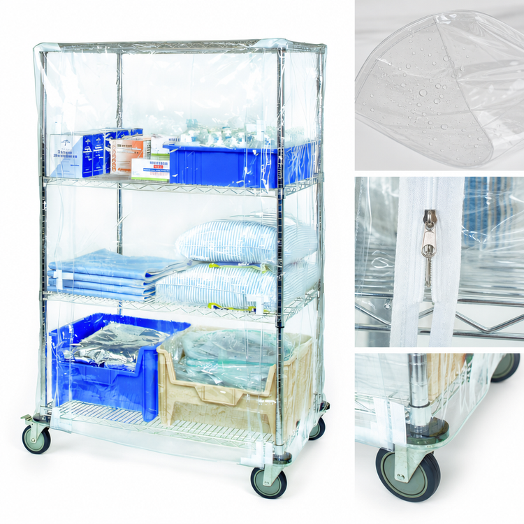 Product image #3 for Quantum 10-Gauge Clear Vinyl Wire Cart Cover for 24 x 36 x 63 Inch Carts with Zipper Flap