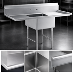 Thumbnail image #3 for Steel Works Stainless SWS1C162012-24LR-318 One-Compartment Stainless Steel Sink with 16 x 20 x 12-Inch Bowl and Dual 24-Inch Drainboards