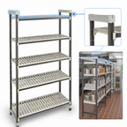 Thumbnail image #3 for Cambro Camshelving® Elements EST216081V5480 High-Density Top Rail Overhead Track 5-Tier Stationary Starter Shelving Unit, 21 x 60 x 81 Inches