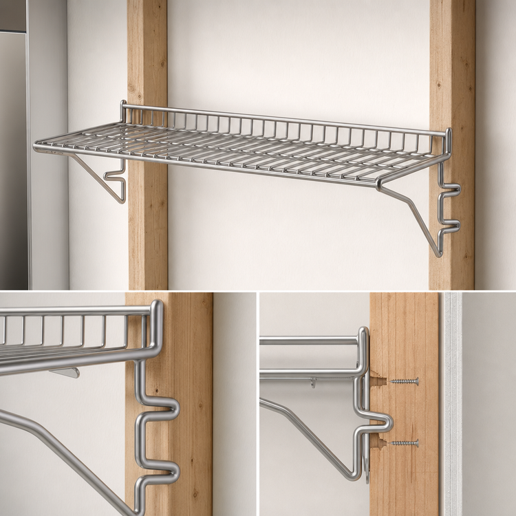Product image #3 for Snap-n-Slide Wall-Mounted Wire Shelf, 72-Inch W x 12-Inch D, 210 lb Capacity
