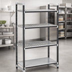 Thumbnail image #3 for Cambro Camshelving® Elements EXU212484VS4480 4-Shelf Vented and Solid Stationary Starter Shelving Unit, 24W x 21D x 84H, Speckled Gray