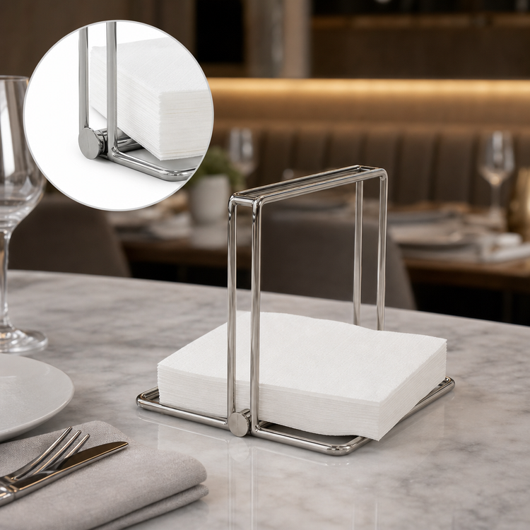 Product image #4 for American Metalcraft Weighted Stainless Steel Napkin Holder, 5 x 5 Inch