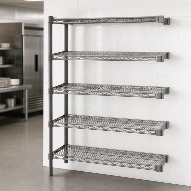 Product image #3 for Eagle Valu-Master 5-Tier Add-On Wire Shelving Unit, 72W x 18D x 74H, Pewter Gray Epoxy