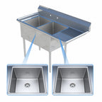 Thumbnail image #3 for Sapphire SMS-2-1818R 2-Compartment Stainless Steel Sink with Right Drainboard, 18 x 18 x 14 Inch Compartments