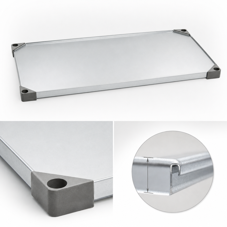 Product image #3 for Metro Super Erecta 72"W x 24"D Solid Galvanized Steel Shelf with Raised Ship's Edge