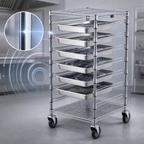 Thumbnail image #3 for Quantum BC212439M7CO Conductive Mobile Bin Cart with 7 Bin Slides, 2 Wire Shelves, Chrome-Plated, 21 x 24 x 45 Inches