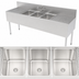 Thumbnail image #4 for Top Shelf TS Series Triple-Compartment Stainless Steel Underbar Sink Unit with Left and Right Drainboards, 72 Inch