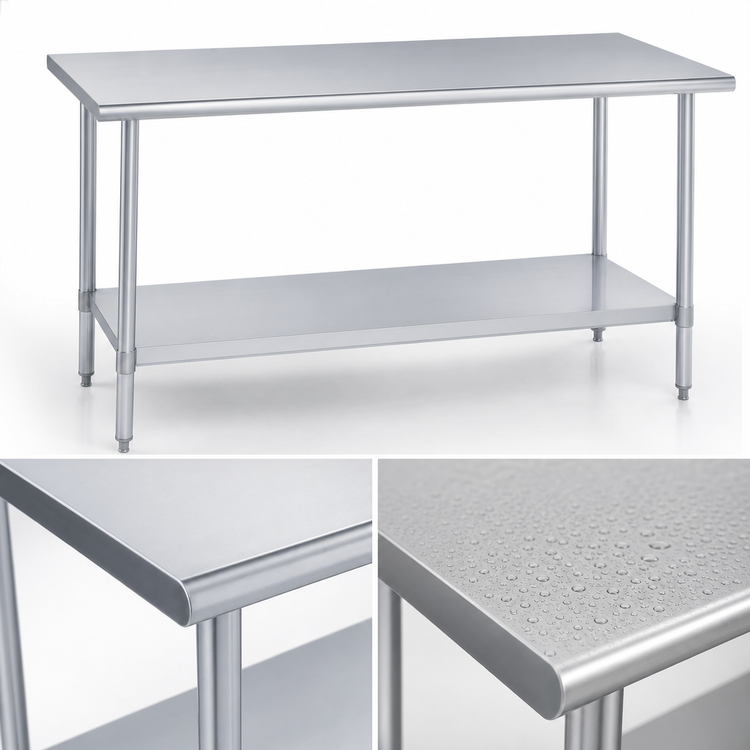 Product image #3 for 30 x 30 Inch Stainless Steel Work Table with Undershelf, 36 Inch High, 16-Gauge 300 Series Top