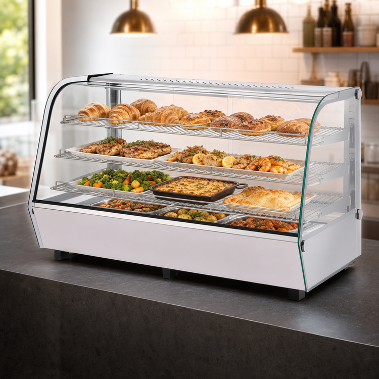 Product image #3 for Omcan 48-Inch Countertop Full-Service Heated Display Case with Curved Glass, 7.14 Cu. Ft.