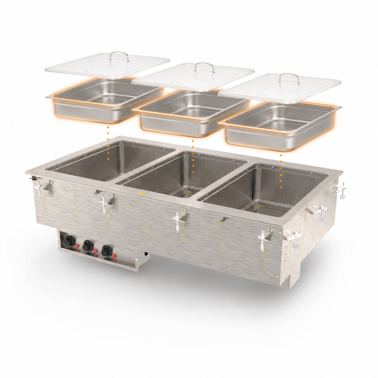 Product image #3 for Vollrath Three-Well Electric Drop-In Hot Food Well Unit with Thermostatic Controls, 240V