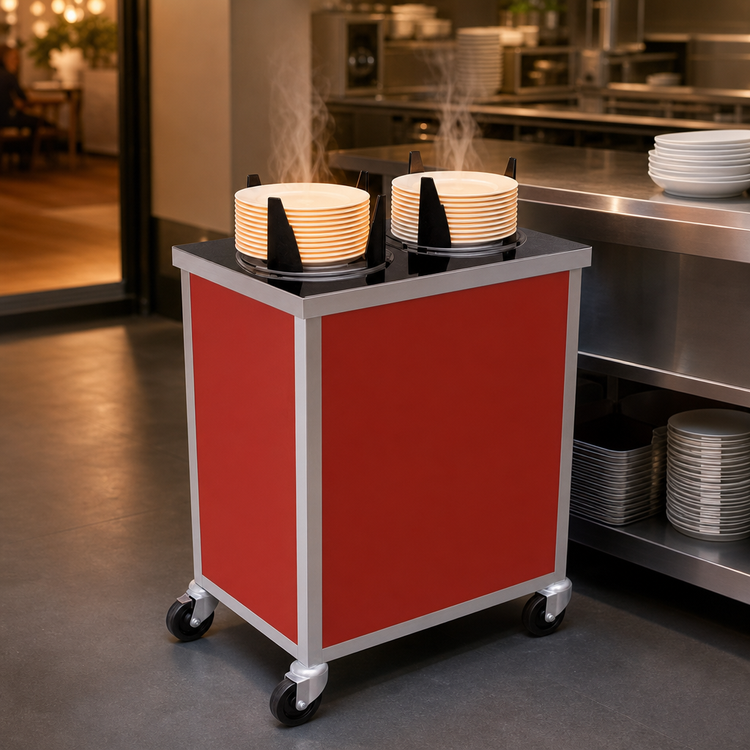 Product image #3 for Atlas Metal MEPD4H-5-3/4 Heated Mobile Enclosed 4-Tube Plate Dispenser for 5-3/4" Plates