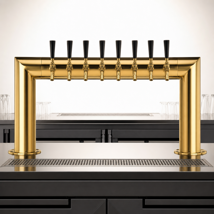 Product image #3 for Pass-Thru 8-Faucet Countertop Glycol-Cooled Draft Beer Tower, PVD Brass Finish