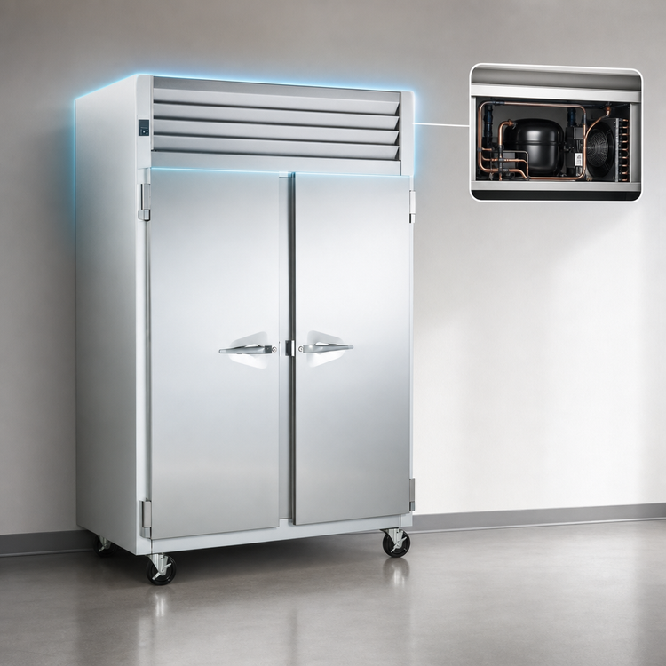 Product image #3 for Traulsen Spec-Line 52-Inch Wide Two-Section Reach-In Freezer with Narrow Half-Height Solid Doors, 46 Cu. Ft.