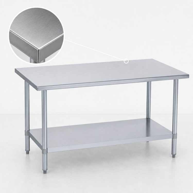 Product image #3 for Duke Stainless Steel Corner Work Table with Undershelf, 30 x 30 Inch, Flat Top