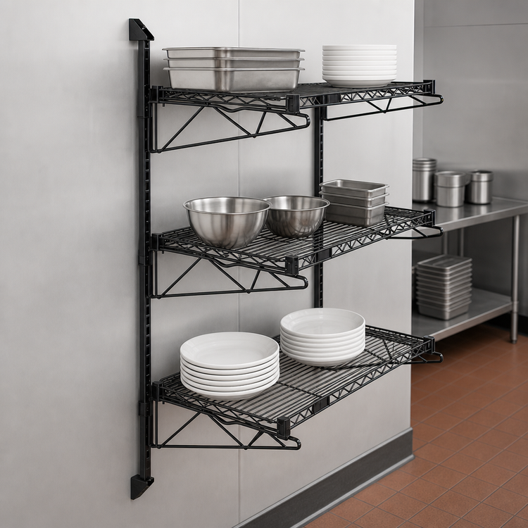 Product image #3 for Quantum Wall-Mount Cantilever Starter Shelving Unit with 3 Wire Shelves