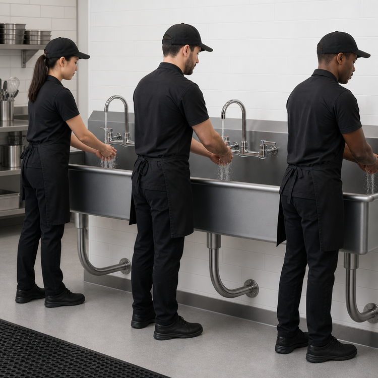 Product image #3 for Wall-Mounted 3-Station Multiwash Hand Wash Sink with 3 Gooseneck Faucets, 60 Inch