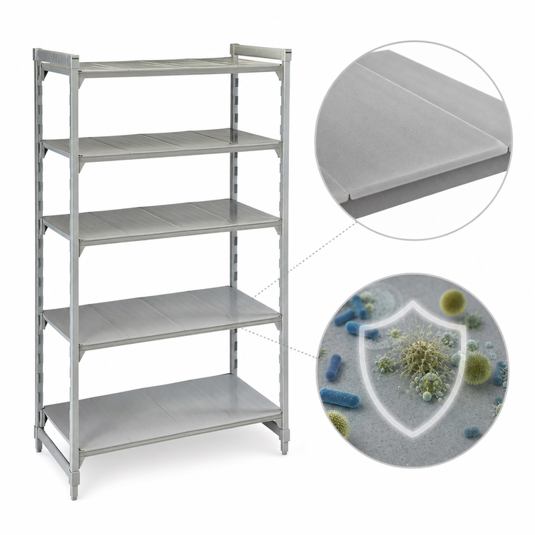Product image #4 for Cambro Camshelving Premium 5-Shelf Solid Stationary Starter Unit, 18 x 30 x 84 Inches, Speckled Gray