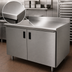 Thumbnail image #3 for Advance Tabco 72 x 36 Inch Enclosed Stainless Steel Work Table with Cabinet Base, Mid-Shelf, Hinged Doors