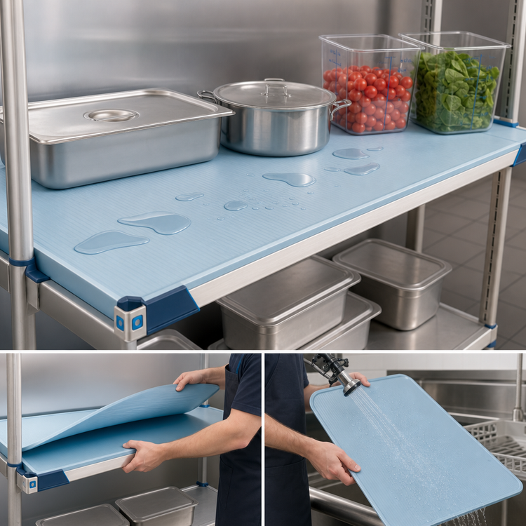 Product image #3 for MetroMax i 60"W x 18"D Solid Blue Polymer Shelf with Microban and Stainless Steel Corners
