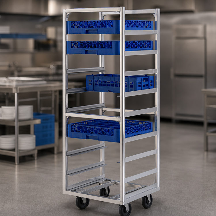 Product image #3 for Mobile Full-Height Cup/Glass Rack Cart, Open Sides, 9-Rack Capacity