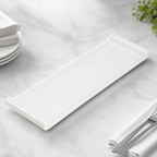 Thumbnail image #3 for Winco Ardesia WDP017-119 Bright White Porcelain Rectangular Platter with Narrow Rim, 20-1/4 x 6-1/8 Inches
