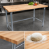 Thumbnail image #3 for John Boos 60 x 24 Inch Northern Hard Rock Maple Wood Top Work Table with Stainless Steel Legs