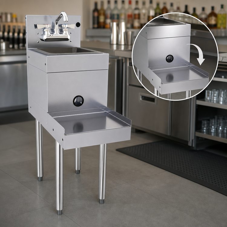 Product image #3 for Glastender Freestanding Stainless Steel Underbar Blender Station with Dump Sink, 12 Inch W x 24 Inch D