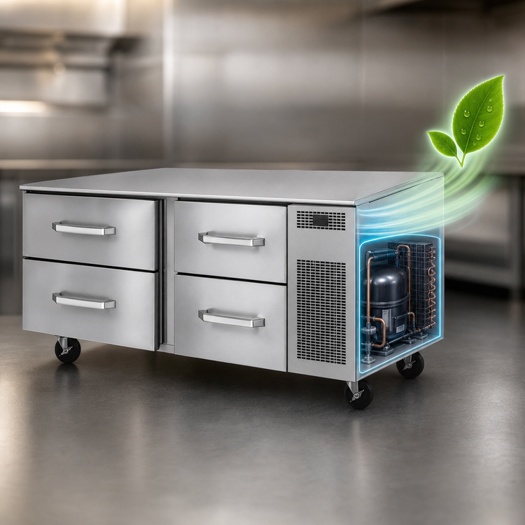 Product image #3 for Randell 48-Inch Self-Contained Refrigerated Chef Base with 2 Drawers, Left-Side Compressor